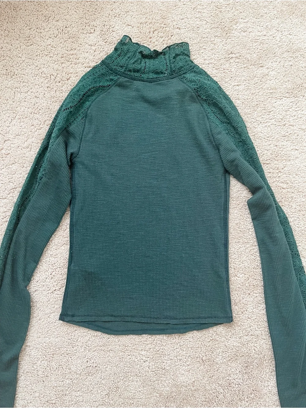 NEW Free people Freddie rib and lace turtleneck in dark green XS